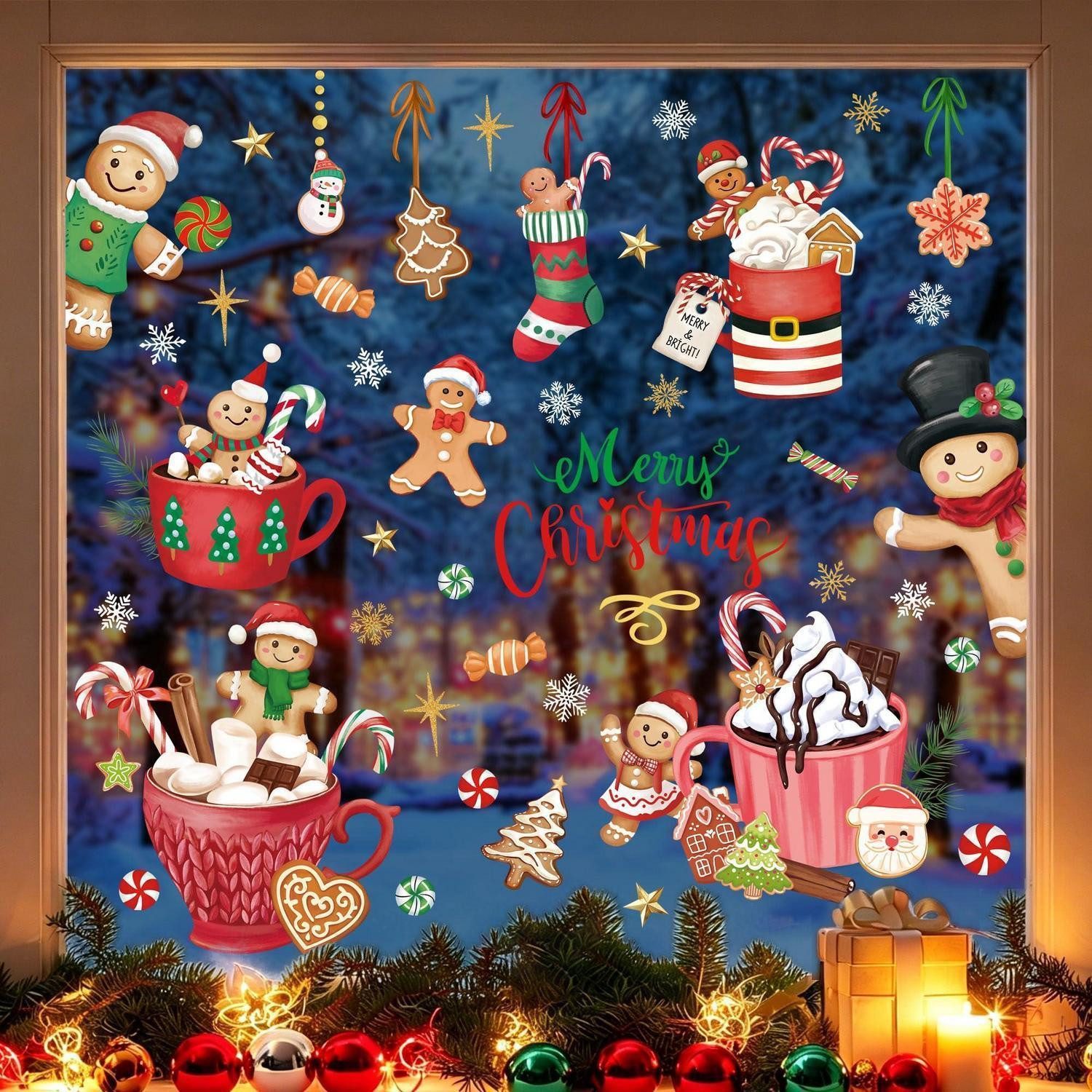 LuxusKollektion Fensterbild Fensterbilder Weihnachten Lebkuchenmann Bonbon 9er Set