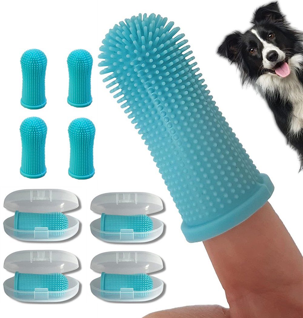 Tier-Fingerzahnbürste Fingerzahnbürste,4 stk Zahnbürste 360º Pets Reinigung Zahnbürste