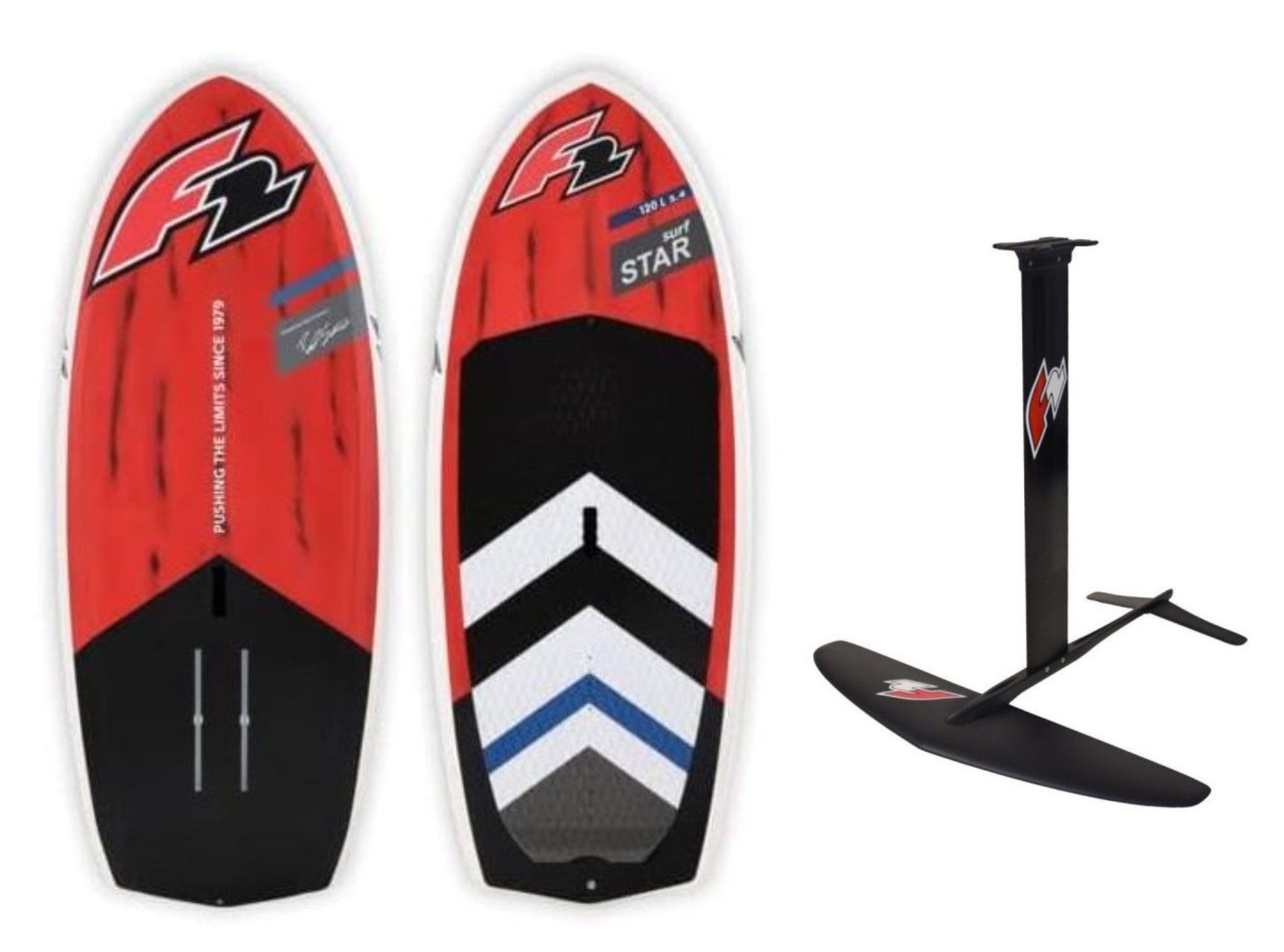 Kiteboard F2 Set Foilboard Surf Rot 120L mit Alu Foil 1700 Modell 2025