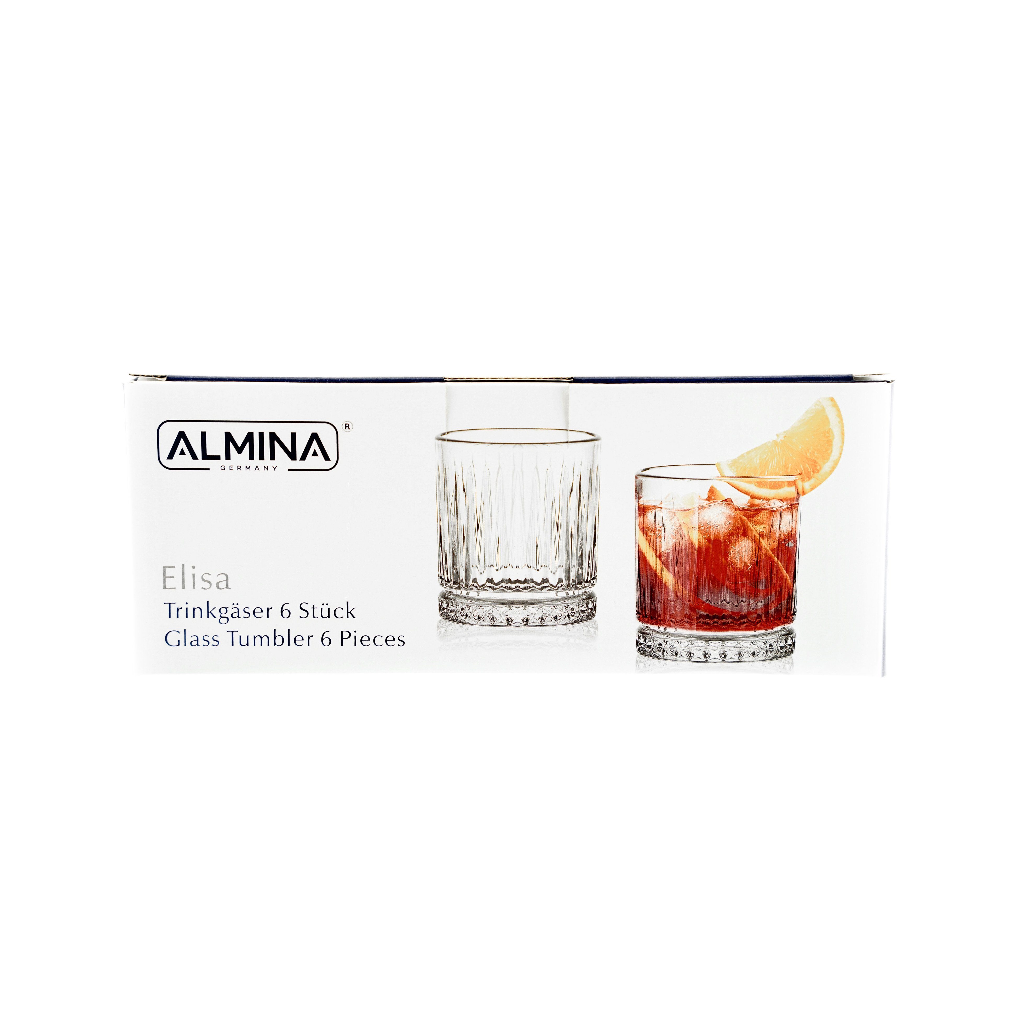 Almina Glas Elisa 6 Tlg. Trinkgläser-Set Wasserglas mit Riffle Design 330 ml, 6-tlg. – Bild 4 von 4