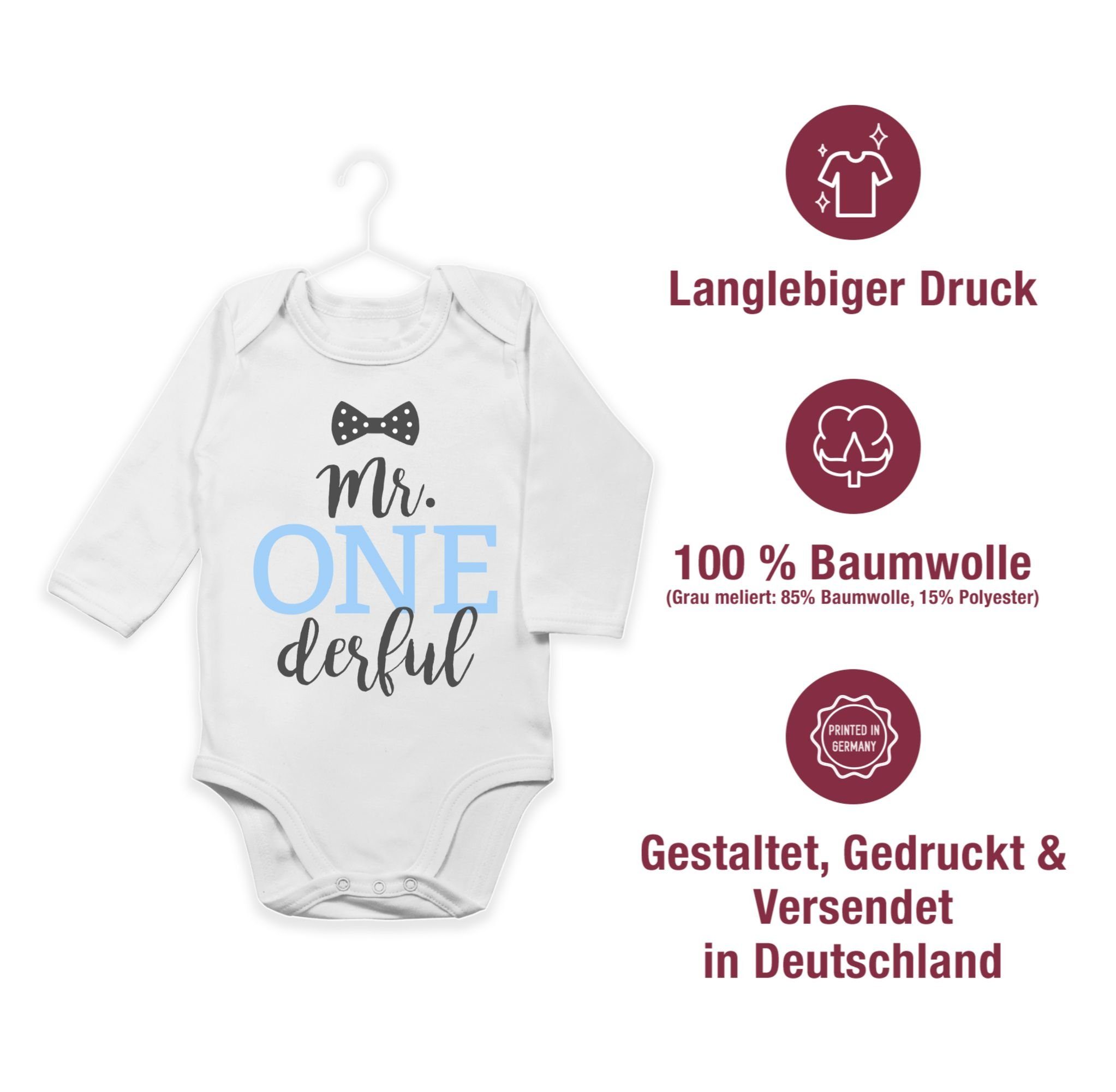 1. Mr. Shirtracer Geburtstag 1 Shirtbody Derful Weiß One