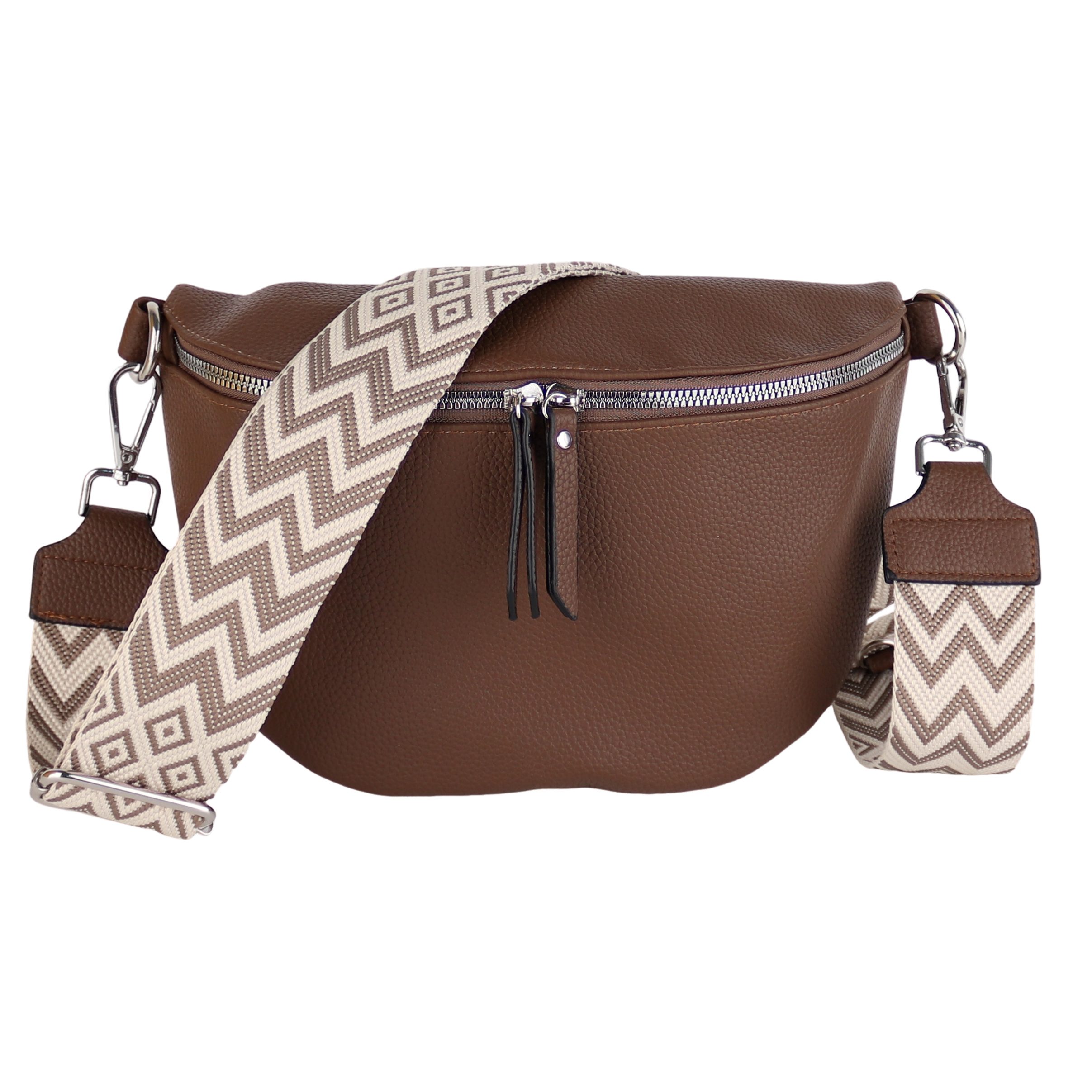 MIRROSI Bauchtasche Damen Сумки, Umhängetasche, Brusttasche, 26x18x9cm Veganes Leder (Schultertasche für jeden Anlass), Crossbody Bag, Bohemian gemusterten& verstellbaren Schulterriemen