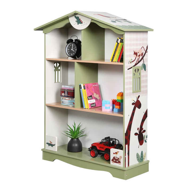 EUGAD Bücherregal, 1-tlg., Kinderregal Aufbewahrungsregal mit 5 Fächern, Zoomotive Spielzeug-Organizer für Kinderzimmer