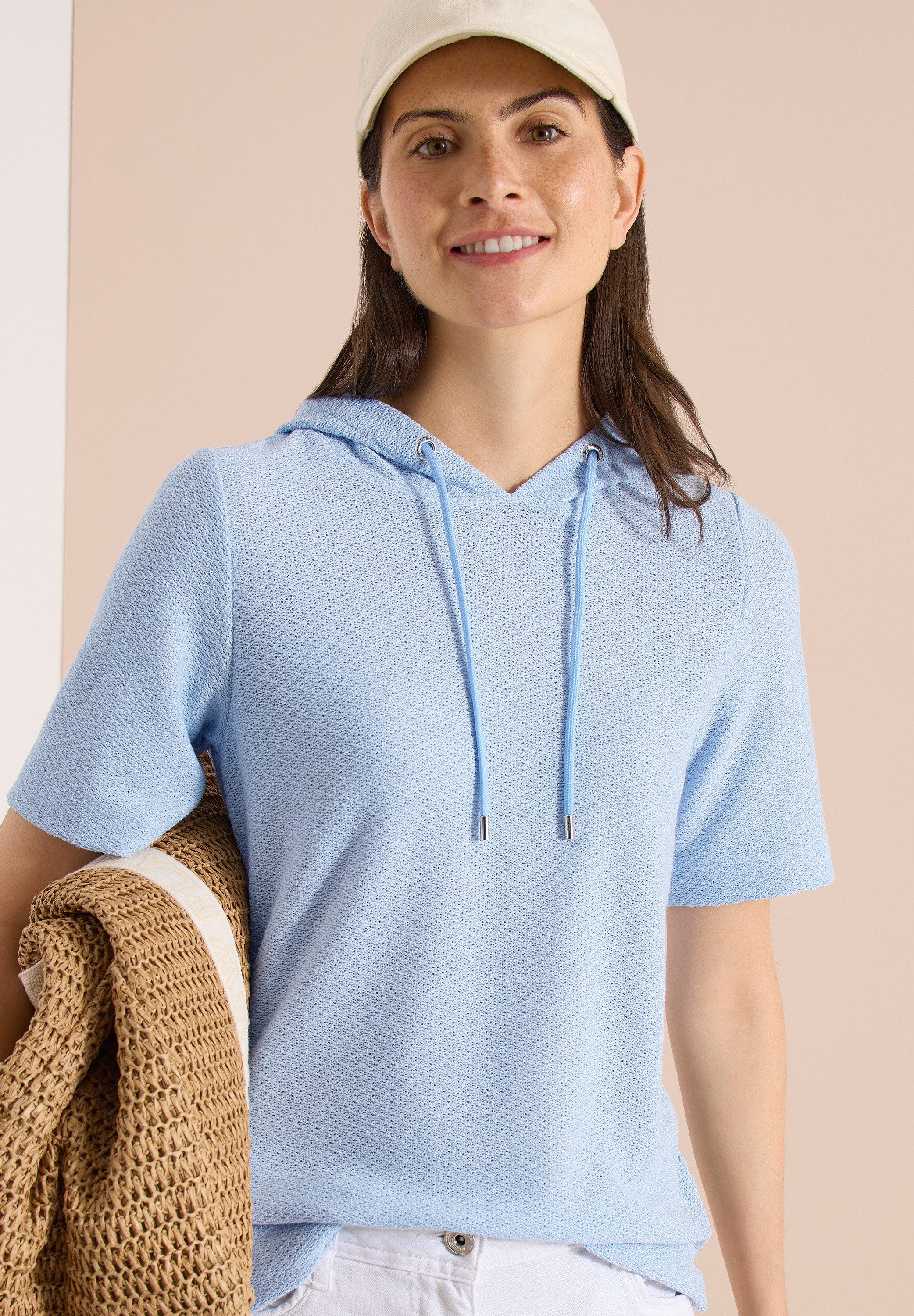 CECIL Kapuzenshirt Sommershirt mit Hoodie und Struktur