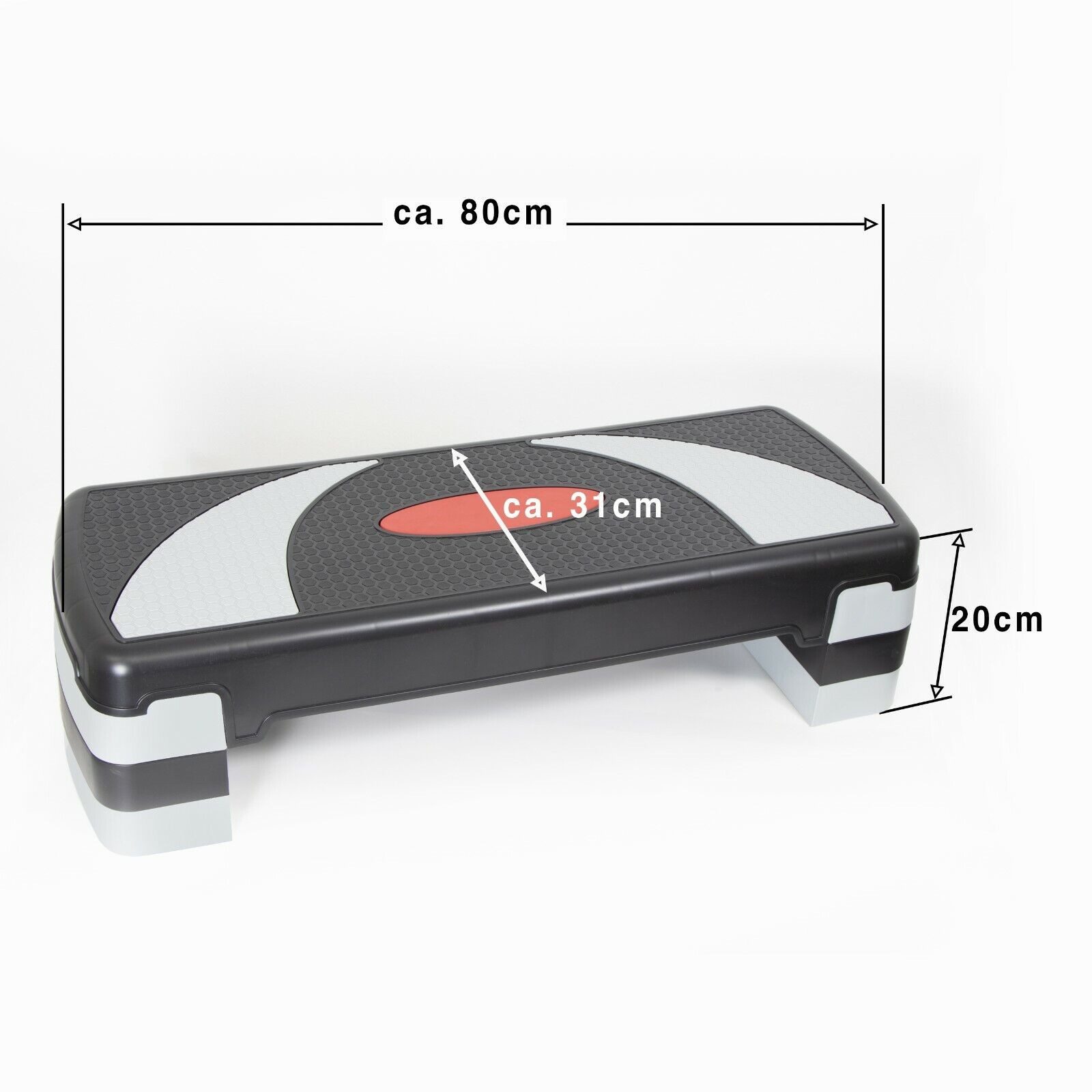 KVOTA Stepper Steppbrett 3-stufig grau – höhenverstellbar 10–15-20 cm für Fitness, Kompakt, leicht und schnell verstellbar, Trittfläche ca. 74 × 25 cm