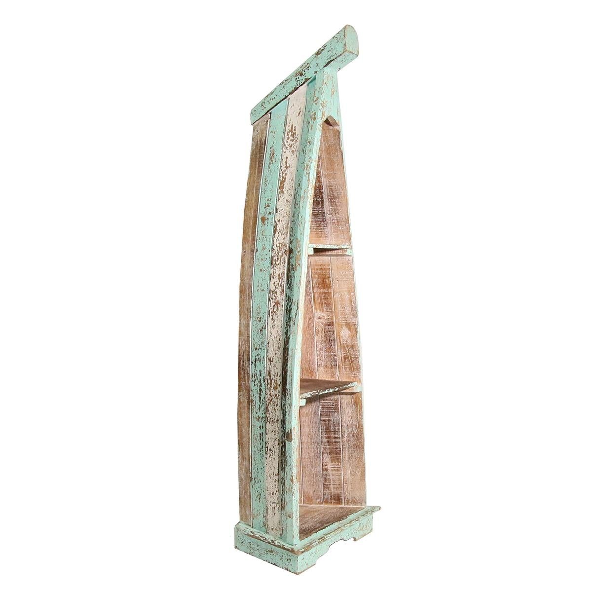 Oriental Galerie Standregal Boot Regal mit Steg Natur Türkis Model Nana mittel