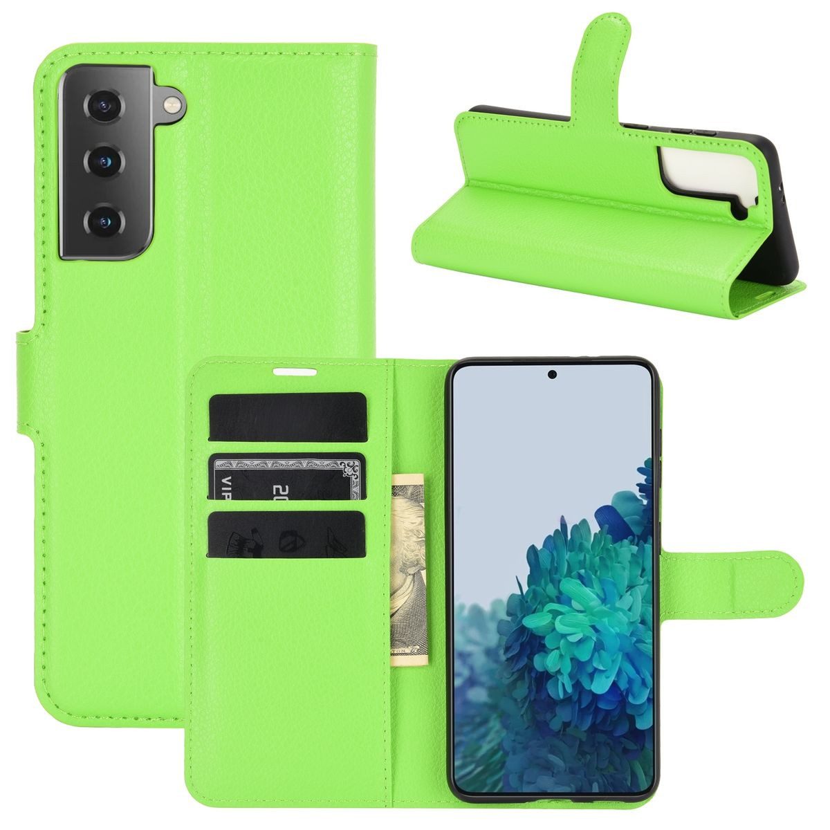 König Design Handyhülle Samsung Galaxy S21, Schutzhülle Schutztasche Case Cover Etuis Wallet Klapptasche Bookstyle