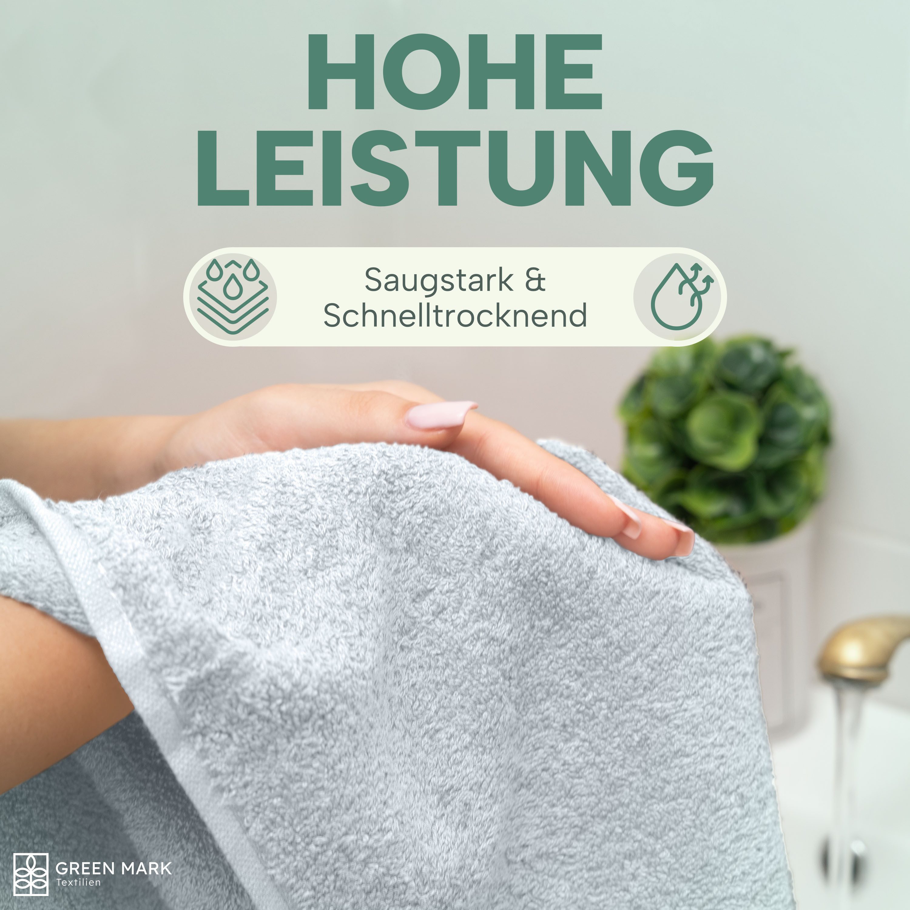 NatureMark Handtücher 8er-Sparpack Handtücher 50x100cm, Baumwolle (8-St), 8X Handtücher, 100% Baumwolle, Frühlings blau, 50 x 100cm – Bild 4 von 5