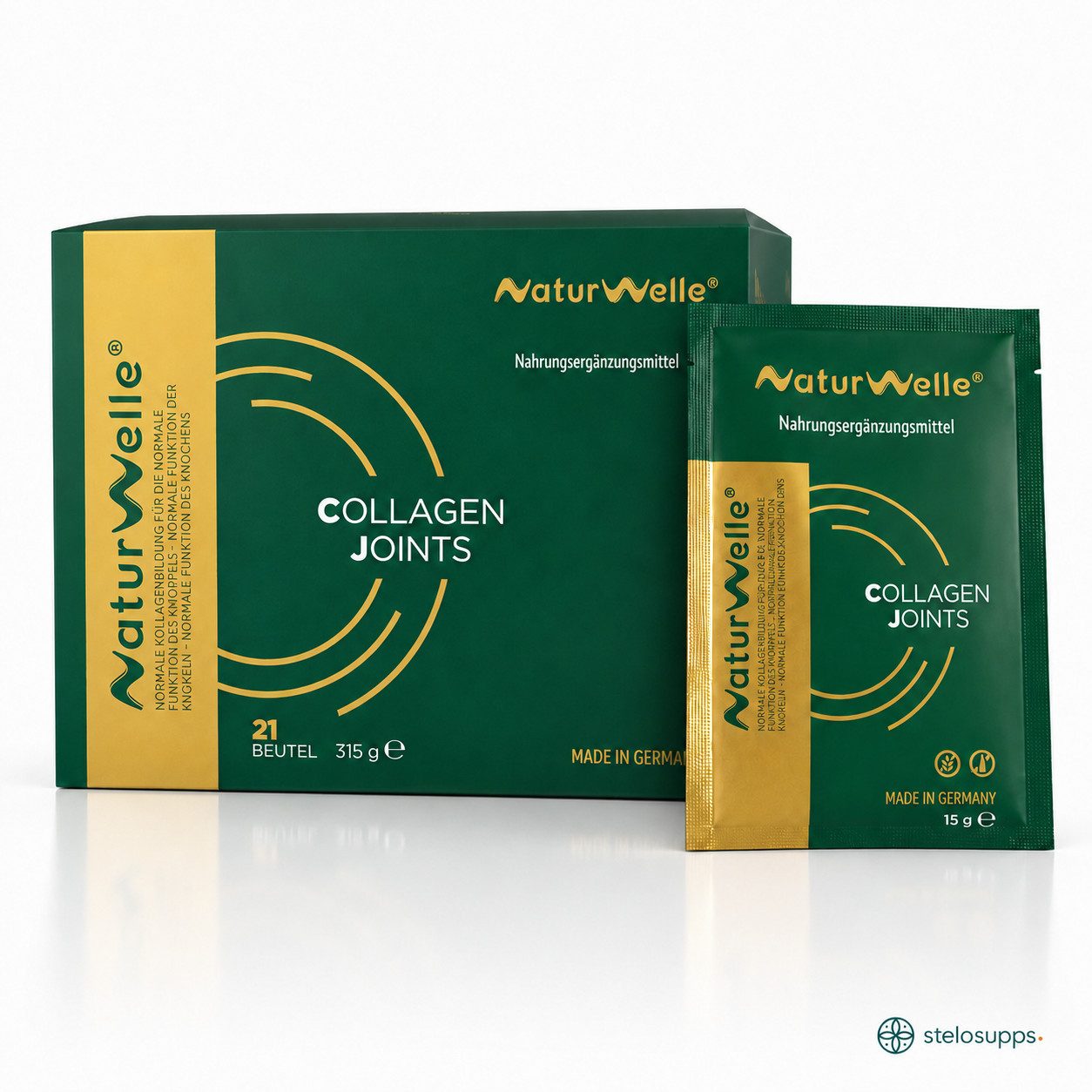 NaturWelle Collagen Joints – FORTIGEL® hydrolysierte Kollagenpeptide 10.000 mg Pulver / Sachet, 1 er Packung à 21 St., made in Germany