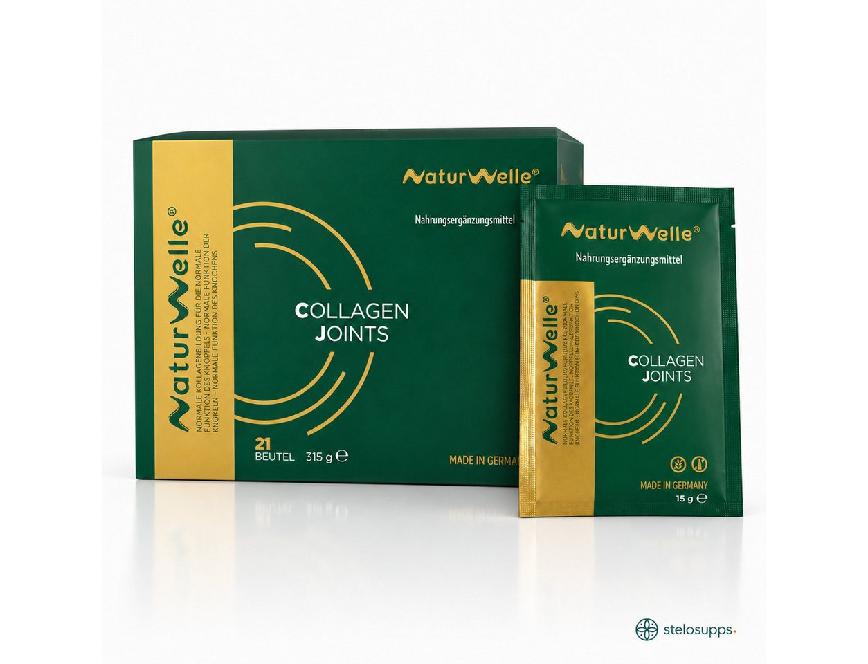 NaturWelle Collagen Joints – FORTIGEL® hydrolysierte Kollagenpeptide 10.000 mg Pulver / Sachet, 1 er Packung à 21 St., made in Germany