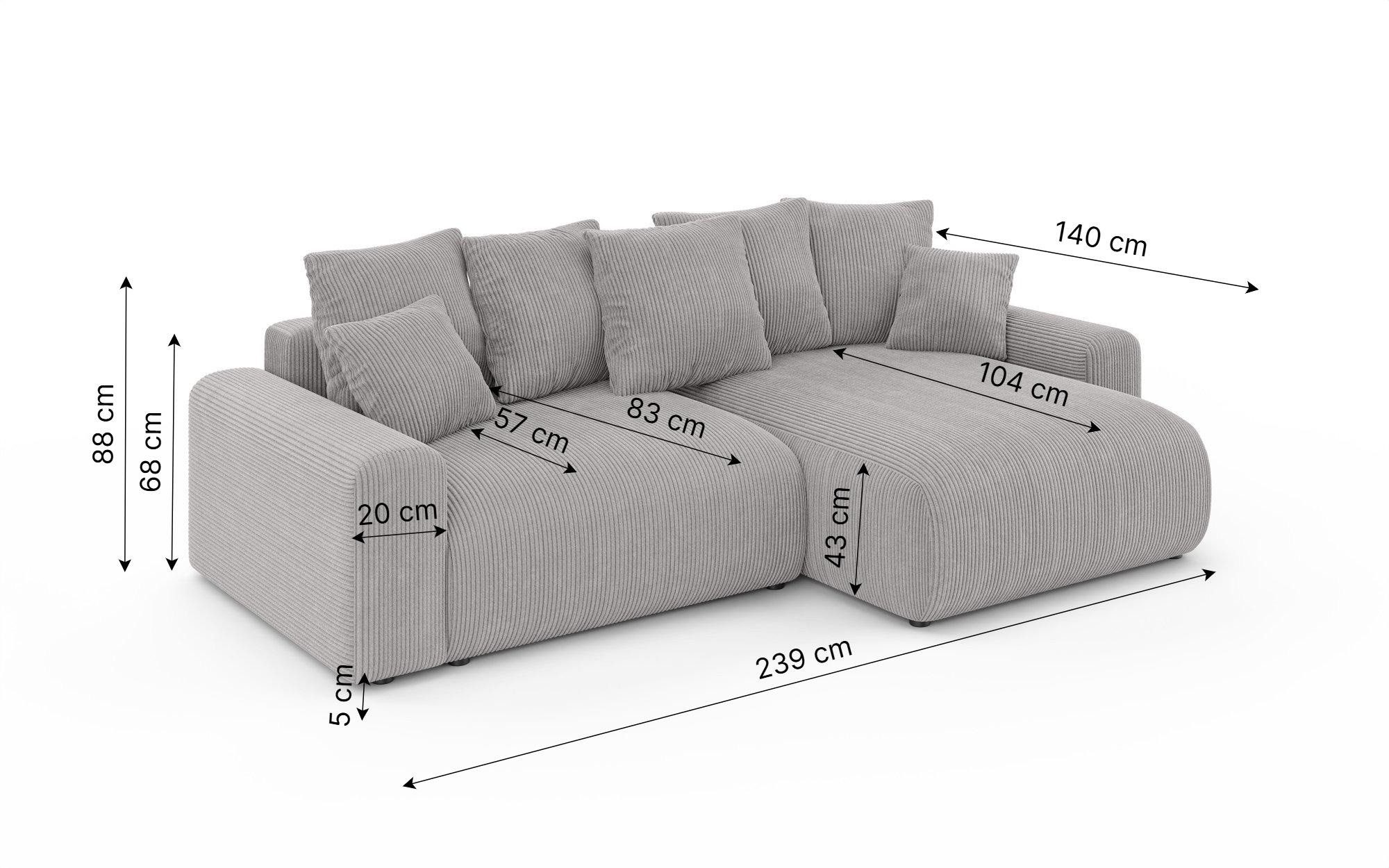 99rooms Ecksofa Emilia, Sofa L-Form, Eckcouch