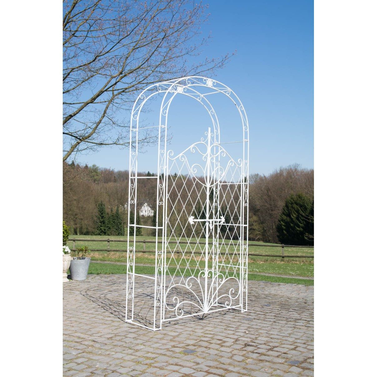 CLP Rosenbogen Torbogen Rankhilfe Rankgitter Spar-Set, 1 St., 220 x 120 x 40 cm stabil, handgefertigt, verschließbares Tor, beschichtet