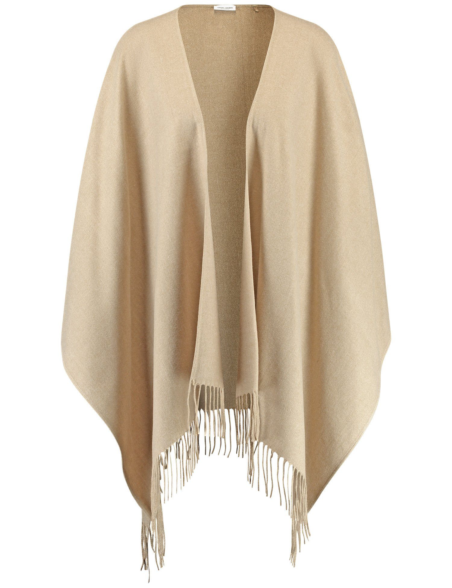 GERRY Schlichtes Cardigan mit Sand WEBER Cape Fransen Melange