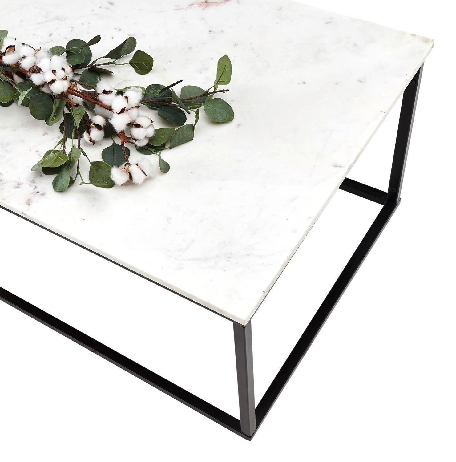 Stolkom Sp.z.o.o. Couchtisch TAURI, Weiß, Schwarz, Marmor, Metall, Tischplatte aus Marmor, B 120 x H 46 x T 60 cm – Bild 3 von 4