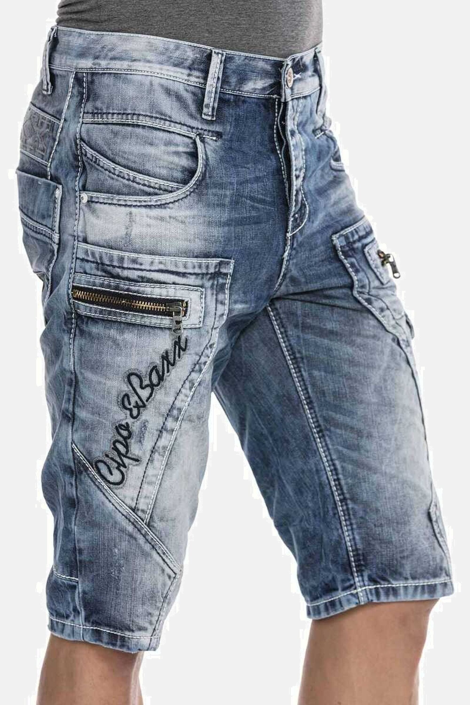 Cipo & Baxx Jeansbermudas Bermuda & Short mit Applikationen und Ziernähten, CK101 – Bild 5 von 5