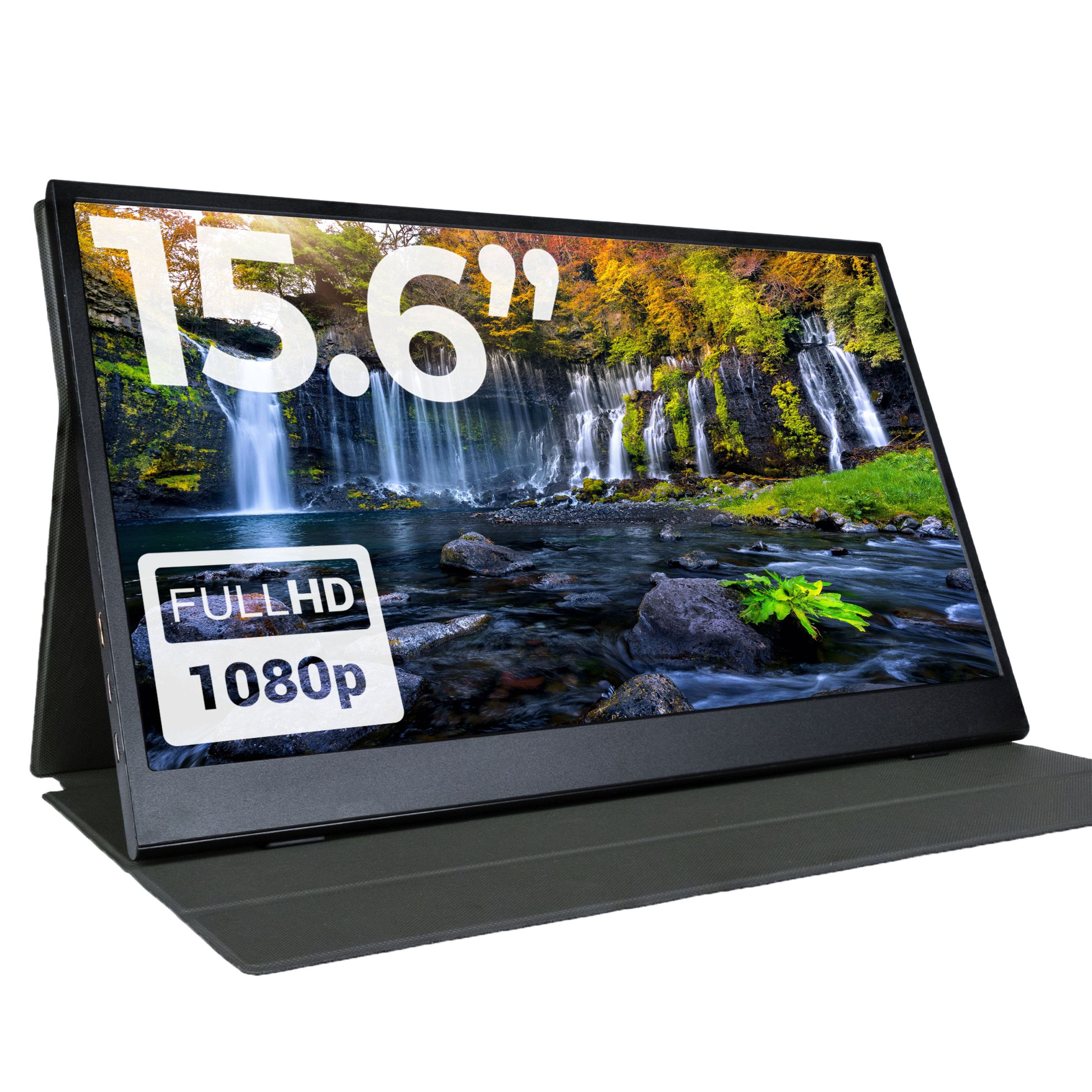 Denver PMO-15604 Portabler Monitor (39 cm/15.6 ", 1920x1080 Pixels px, 30 ms Reaktionszeit, 60 Hz, IPS- Panel, Praktische Größe, Integrierte Lautsprecher)