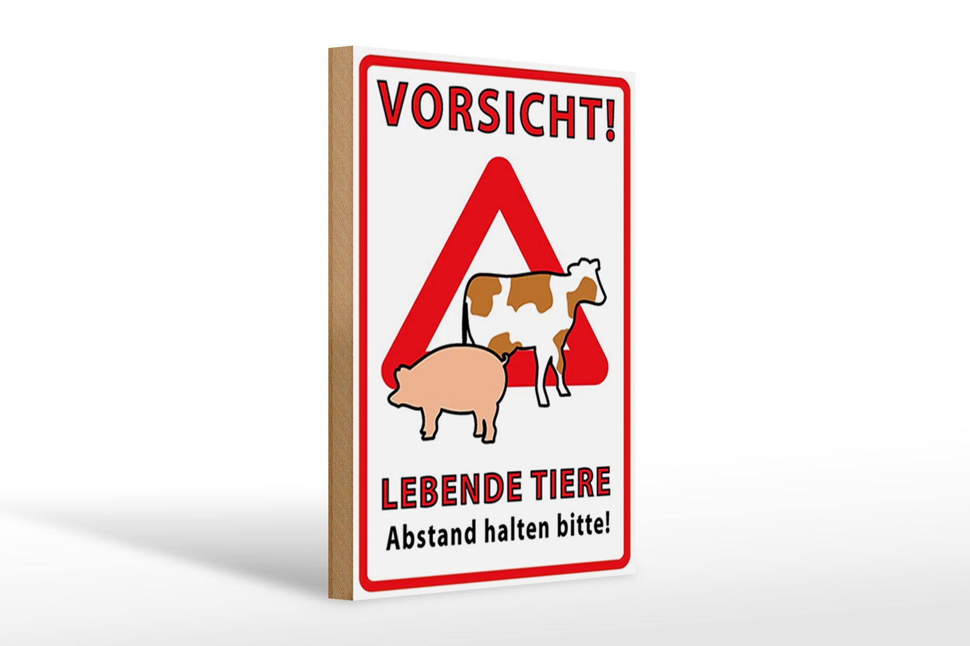 Femer GmbH Holzbild Spruch 20x30cm Vorsicht lebende Tiere Abstand, Sprüche Zitate Lustiges (1 St), Glatte Holzfaserplatte (MDF), vorn beschichtet