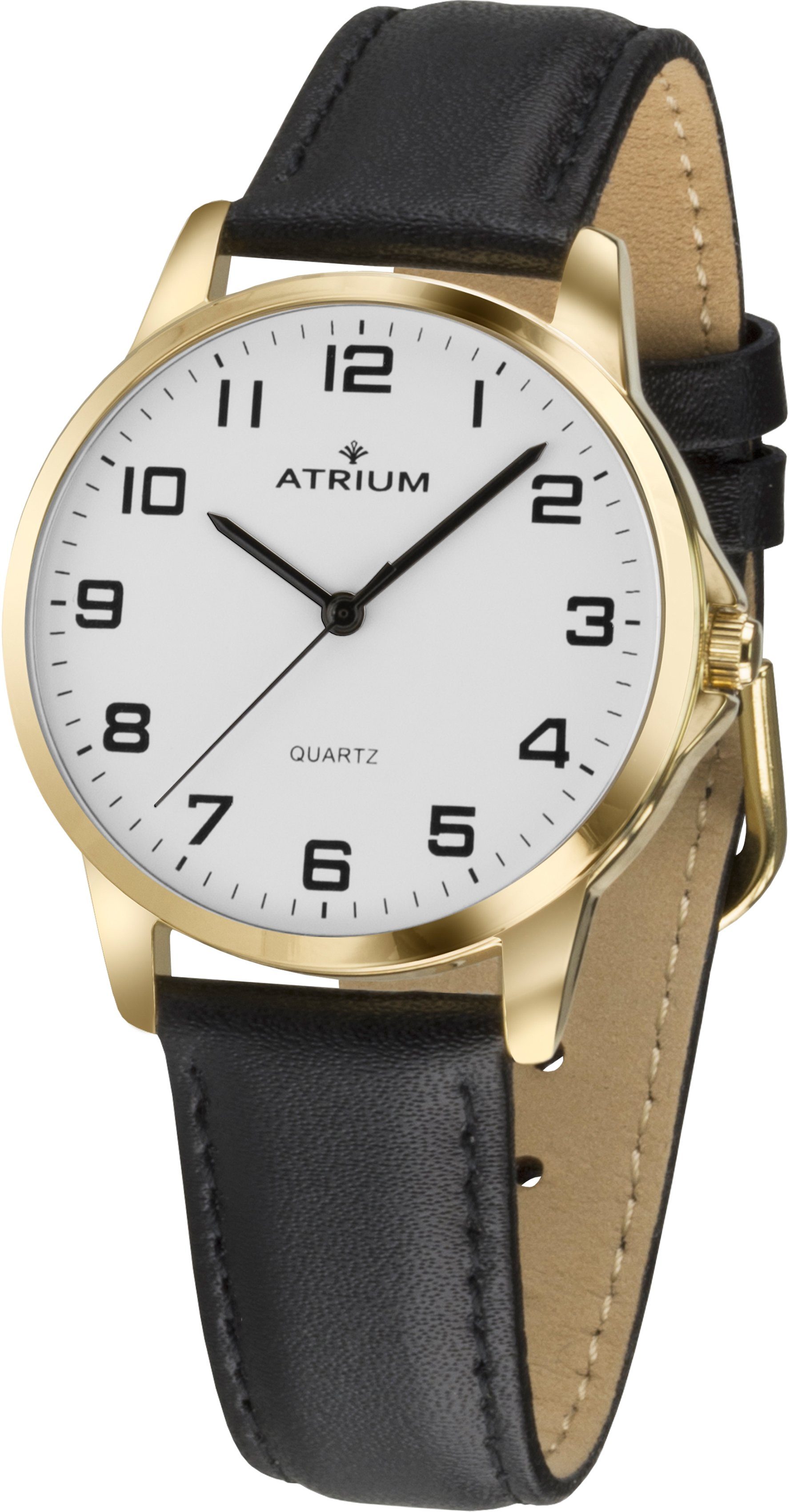 Atrium Quarzuhr A36-20, Armbanduhr, Herrenuhr, Damenuhr, Lederarmband, retro