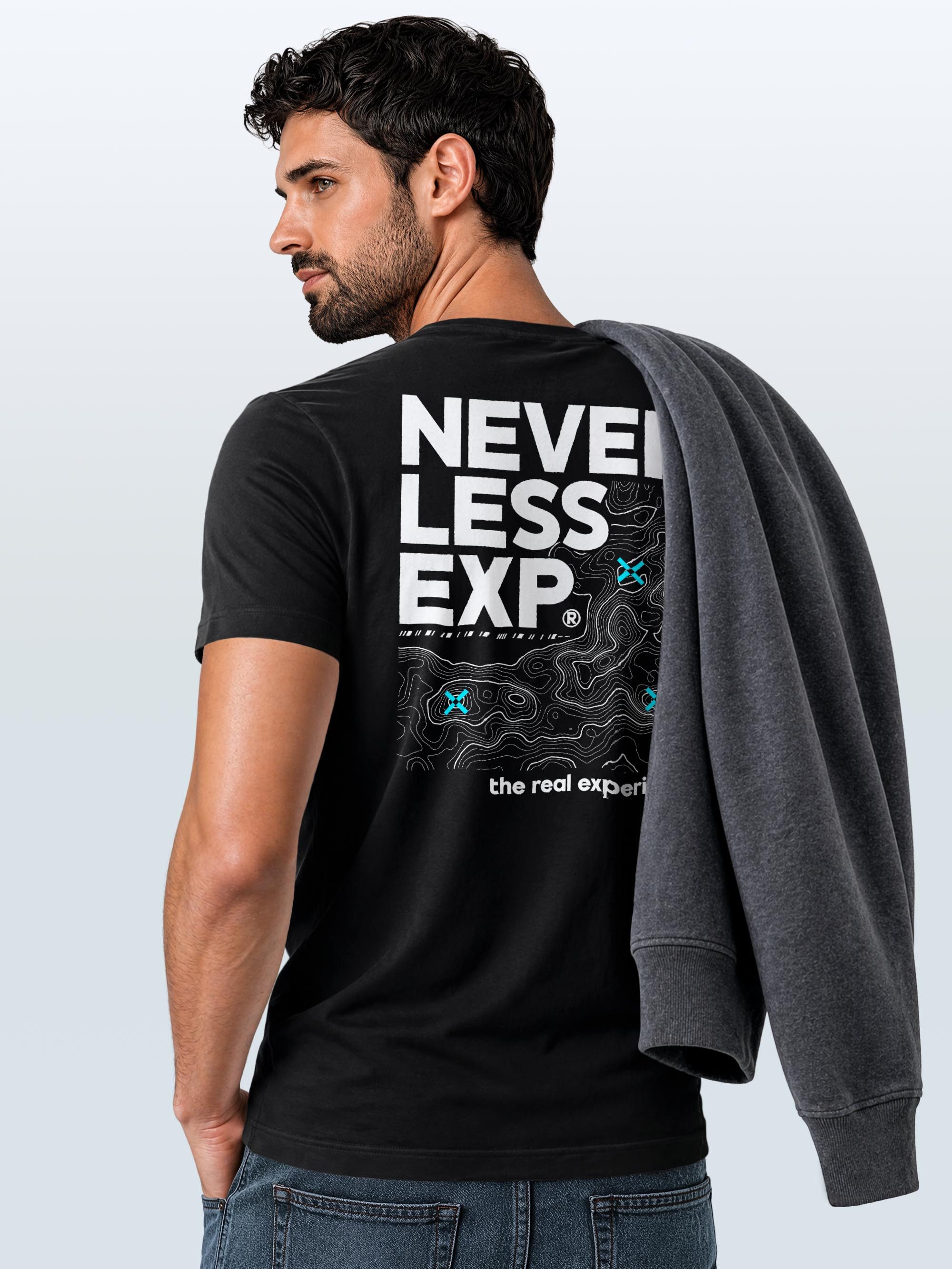 Neverless Print-Shirt Herren T-Shirt Backprint Topografie / Experience Outdoor Natur mit Print – Bild 5 von 5
