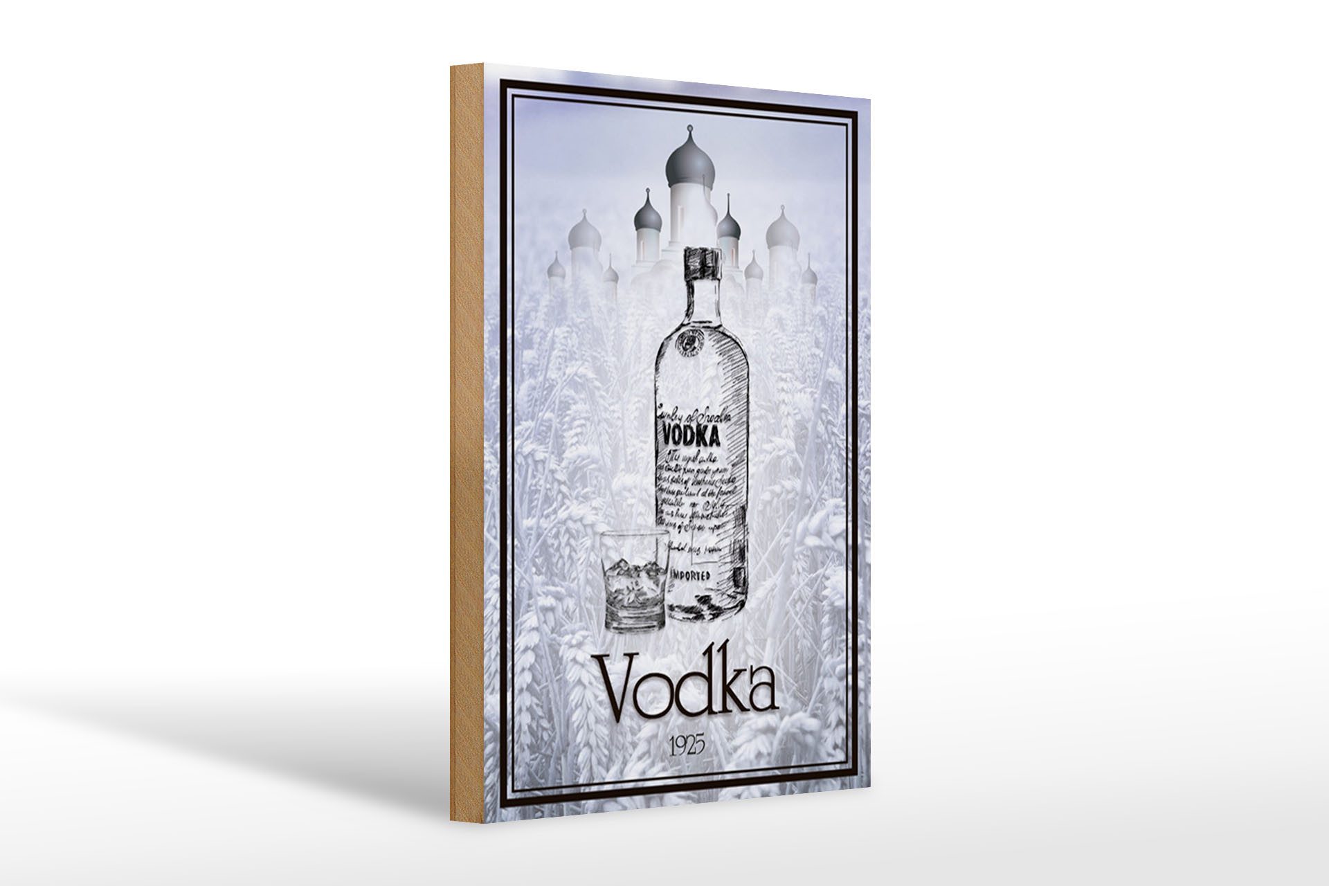 Holzbild 20x30cm 1925 Vodka imported