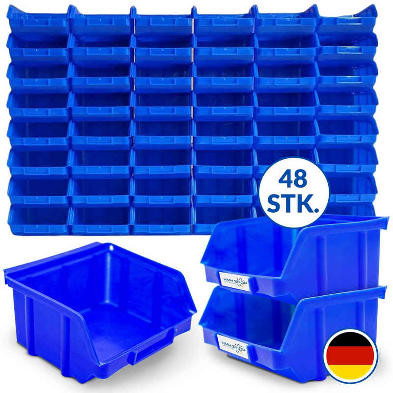 HMH Stapelbox 48 blaue Stapelboxen Größe 1 Sichtlagerkästen Blau Sortierboxen