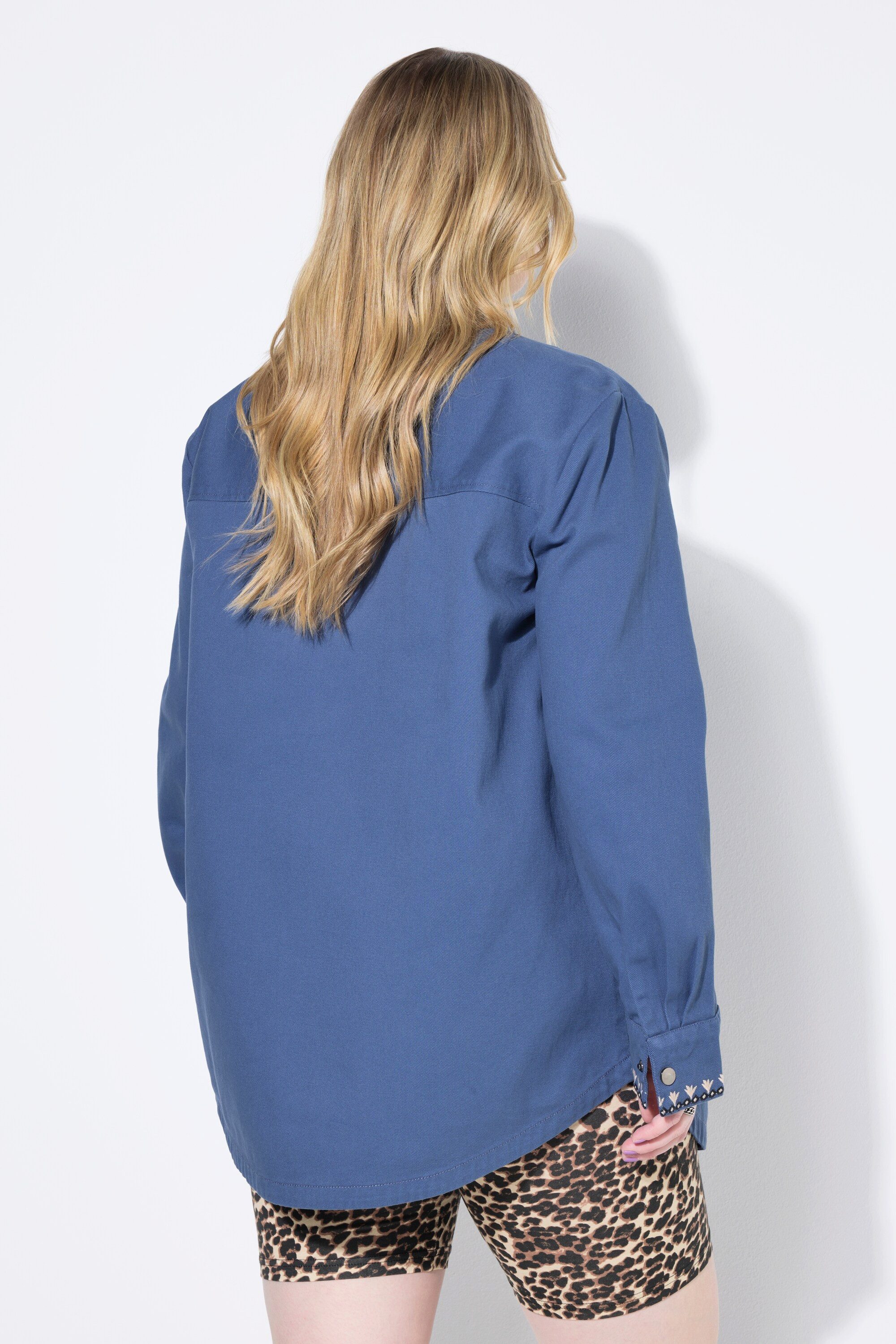 Studio Untold Hemdbluse Hemd oversized Stickerei an der Knopfleiste