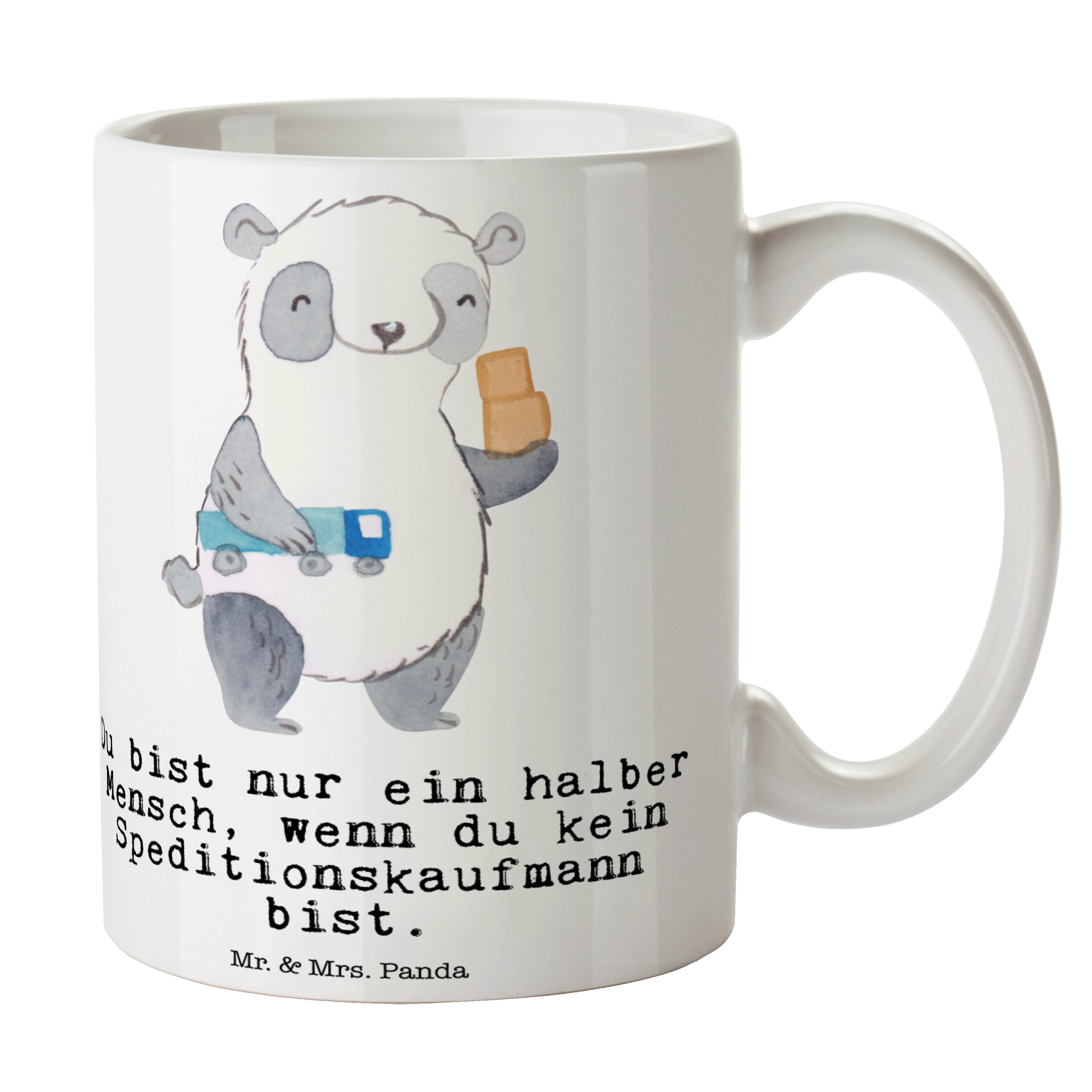 Mr. & Mrs. Panda Tasse Speditionskaufmann mit Herz - Weiß - Geschenk, Dankeschön, Jubiläum, Keramik