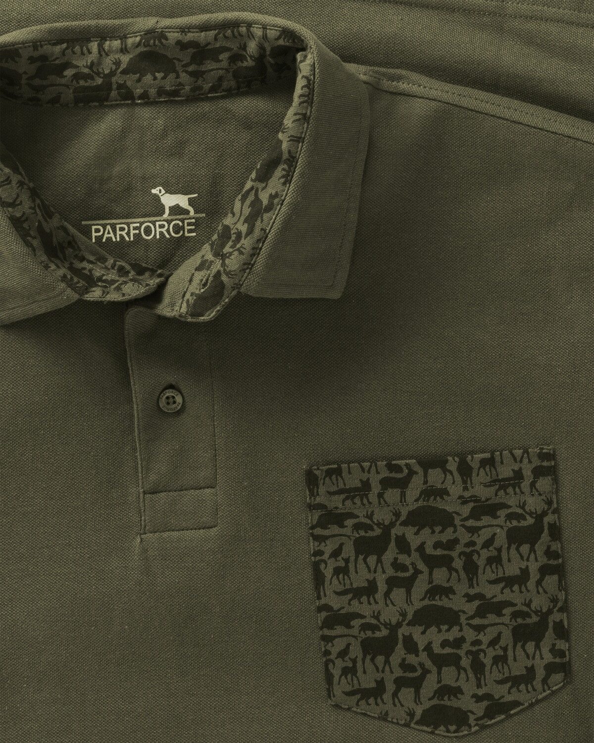 Parforce Essential Poloshirt Poloshirt Brusttasche Waldtiere