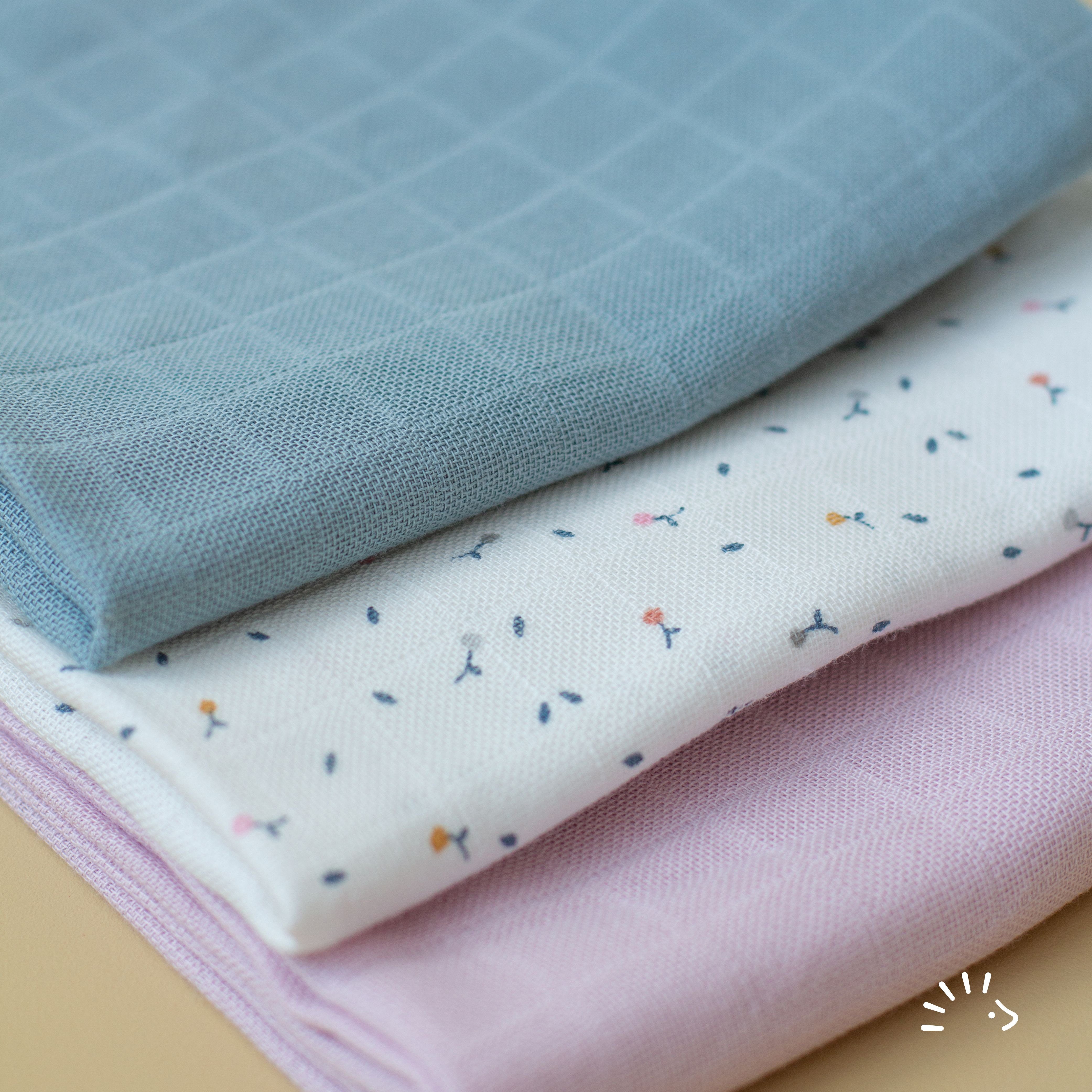 Popolini Stoffwindeln Baby Mullwindeln Spucktücher 3er, 100% Baumwolle