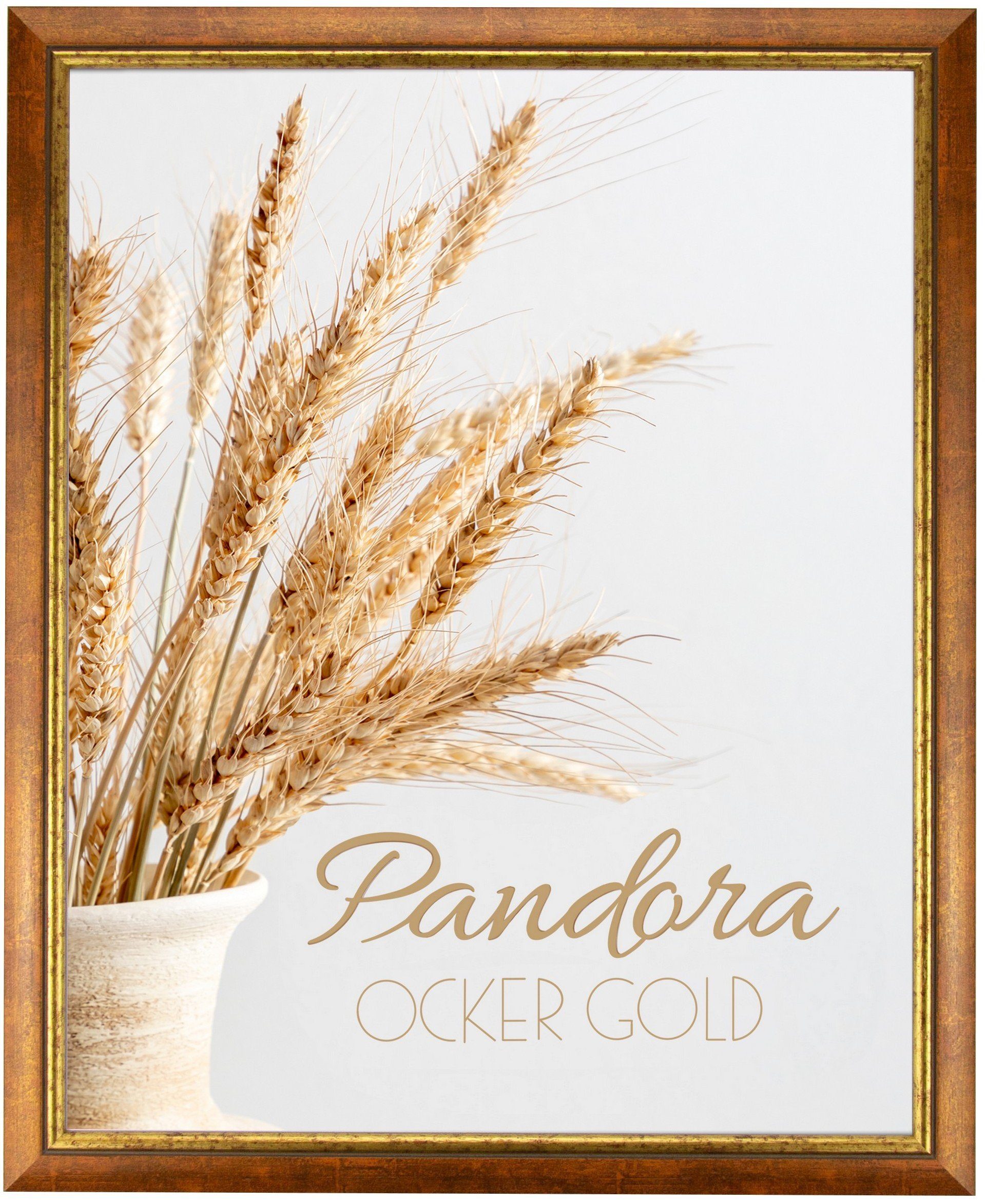 Ocker Gold, (1 myposterframe Stück), 20x27 Aged cm, Einzelrahmen Pandora, Vintage Echtholz Bilderrahmen