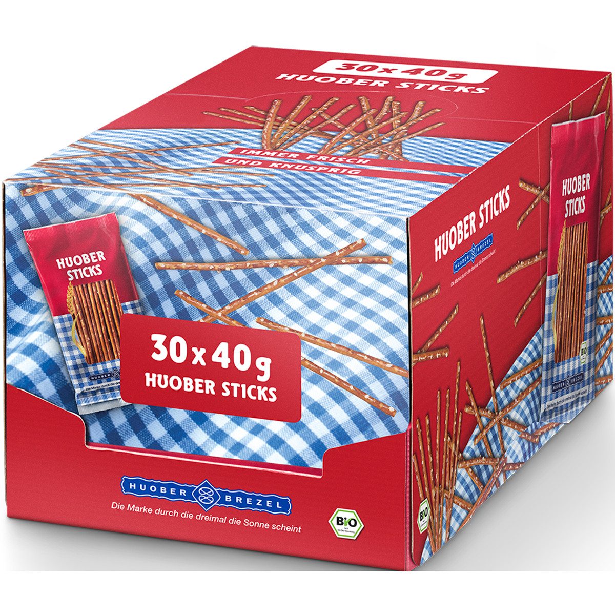 Huober Knabberei, Huober Bio Sticks knuspriges Laugengebäck 40g x 30 Stück 1200g