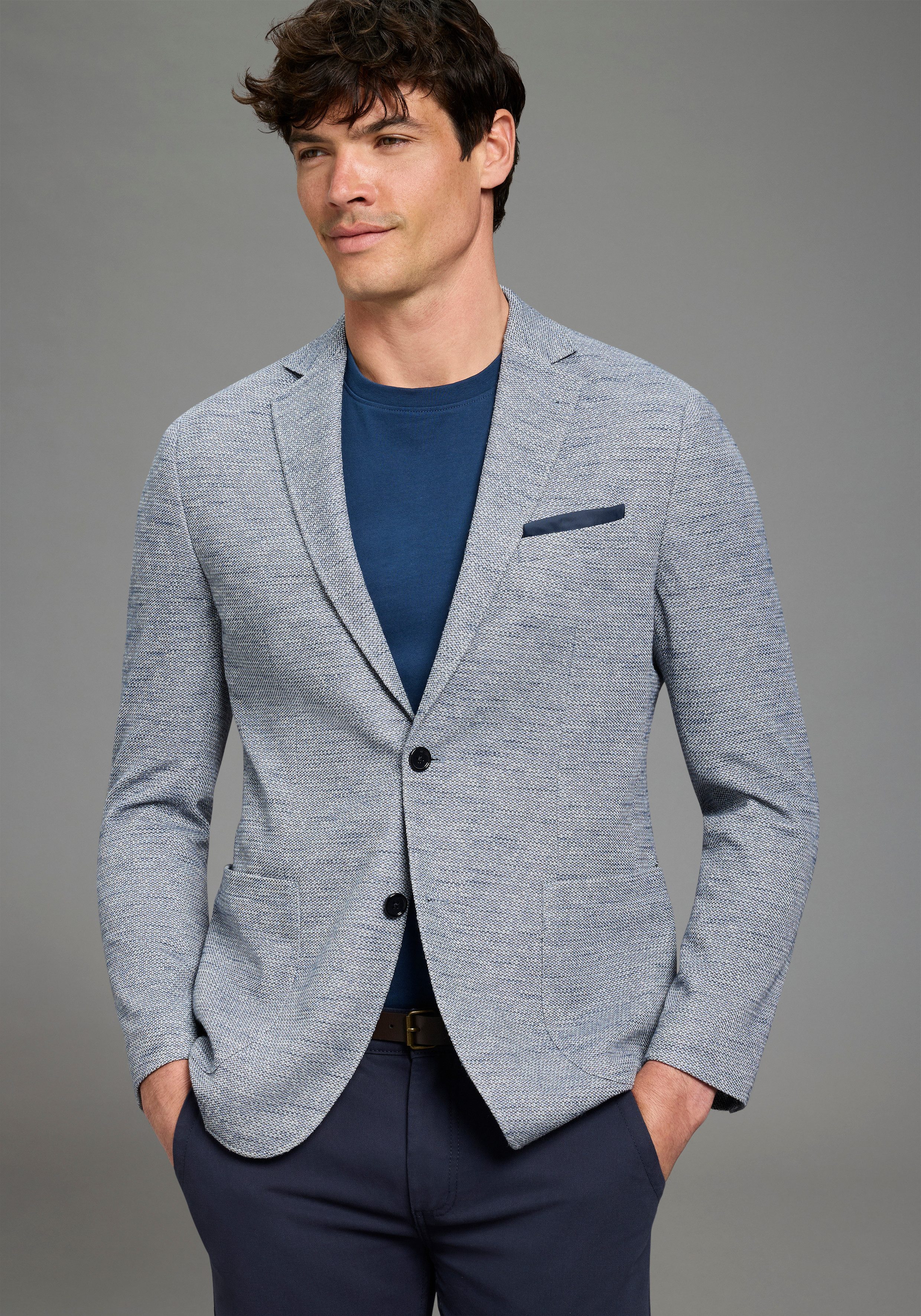 Bruno Banani Sakko mit Reverskragen, melierte Optik, Slim Fit Passform