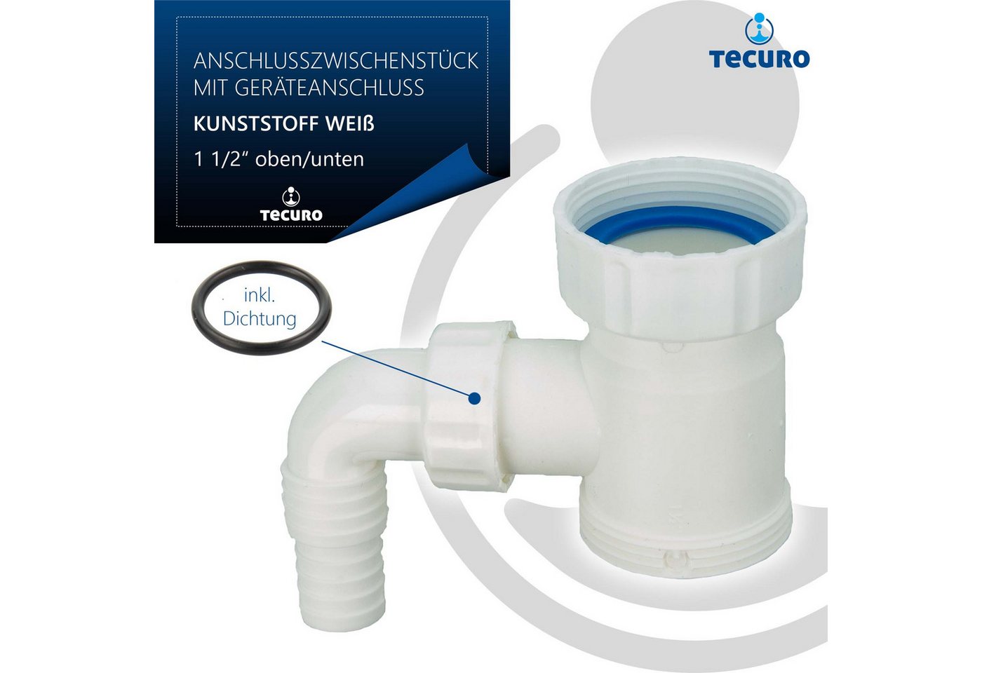 Thumbnail - tecuro Siphon Anschlusszwischenstück 1 1/2 Zoll für Spülensiphon