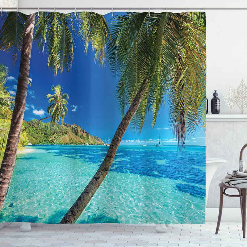 Abakuhaus Duschvorhang »Moderner Digitaldruck mit 12 Haken auf Stoff Wasser Resistent« Breite 175 cm, Höhe 180 cm, Tropisch Palmen, Meer, Strand