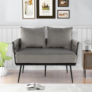 KOMFOTTEU Sofa 2 Sitzer, mit 2 Rückenkissen, 109 x 61 x 65 cm, bis zu 160 kg