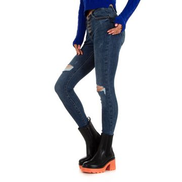 Ital-Design Skinny-fit-Jeans Damen Freizeit Destroyed-Look Stretch Skinny Jeans in Blau