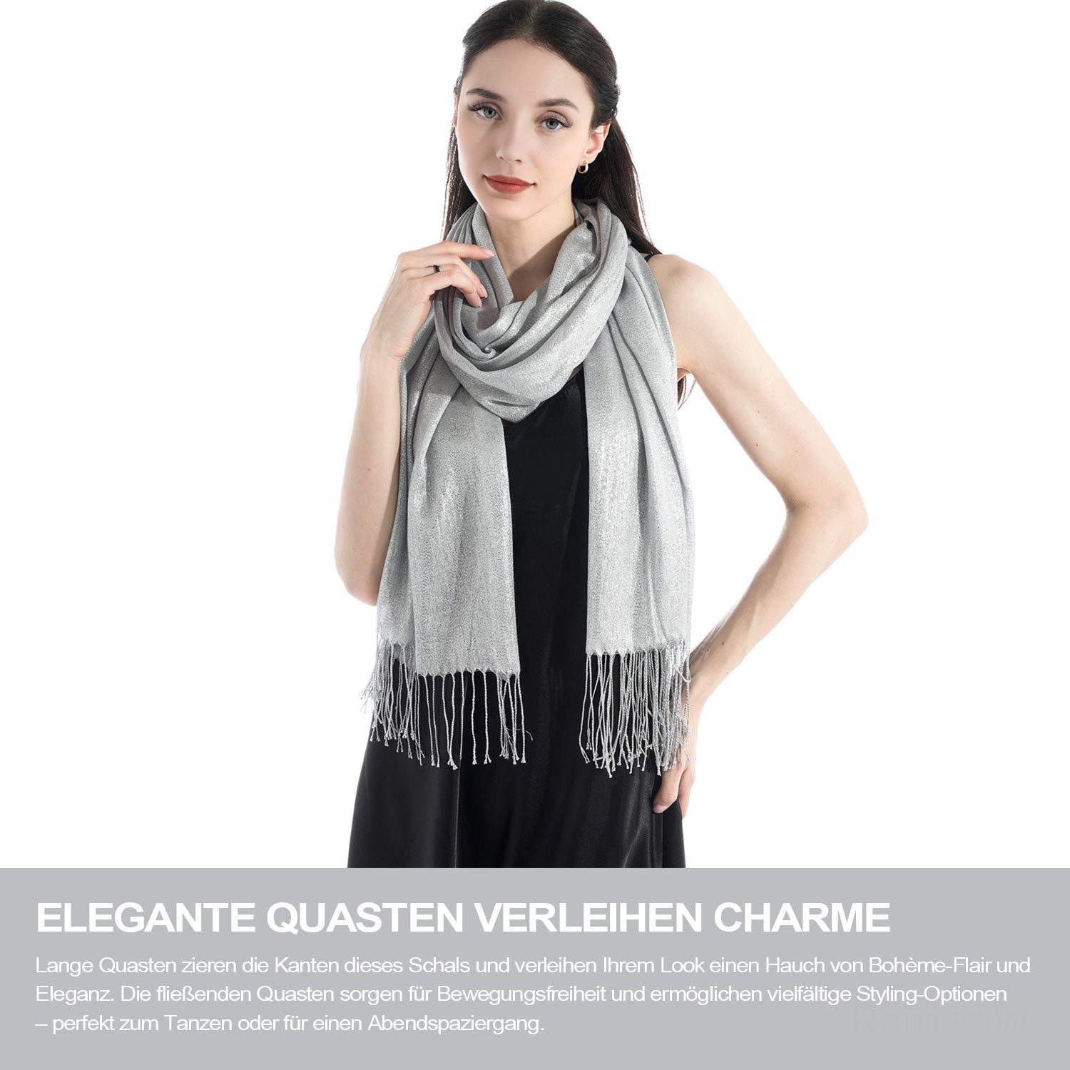 Refttenw Poncho Stola für Abendkleid,Stola Schal,Glitzer schal,Sommerschal,mit Quasten