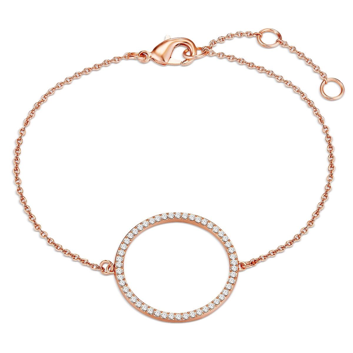 Lulu & Jane Armband Armband roségold verziert mit Kristallen von Swarovski®  weiß, Länge ca. 18,5 cm (+ 4,0 cm Verlängerung)