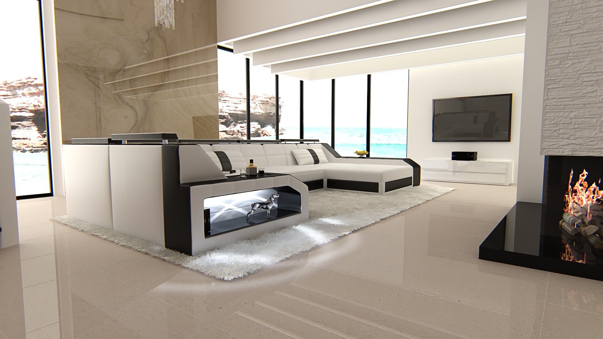 Sofa Dreams Wohnlandschaft Sofa Leder Ledercouch günstig online kaufen