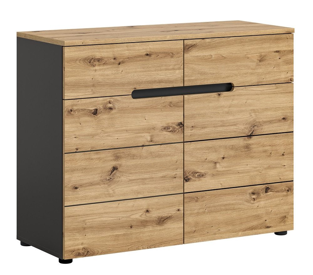 Sideboard Kommode Canu, grau / Artisan Eiche