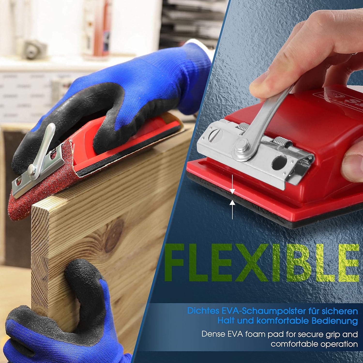 S&R Schleifpapier Set mit Handschleifer 165 x 85 mm und Schleifblätter mit 93 x 230mm, (Set, 81 St., 1x Handschleifer + 80 Stk Schleifblätter, je 10 x Körnung P 40 - P 400), für Metalle, Holz, Kunststoffe sowie Edelstahl