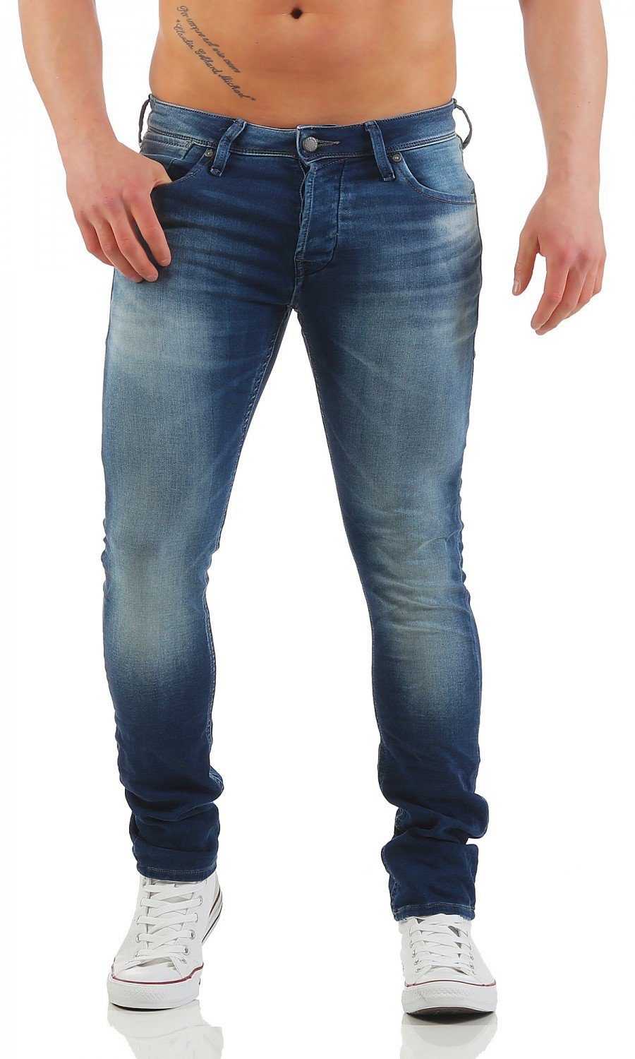 Jack & Jones Slim-fit-Jeans Jack & Jones Glenn Dash Indigo Slim Fit Herren Jeans Blau (GE103)