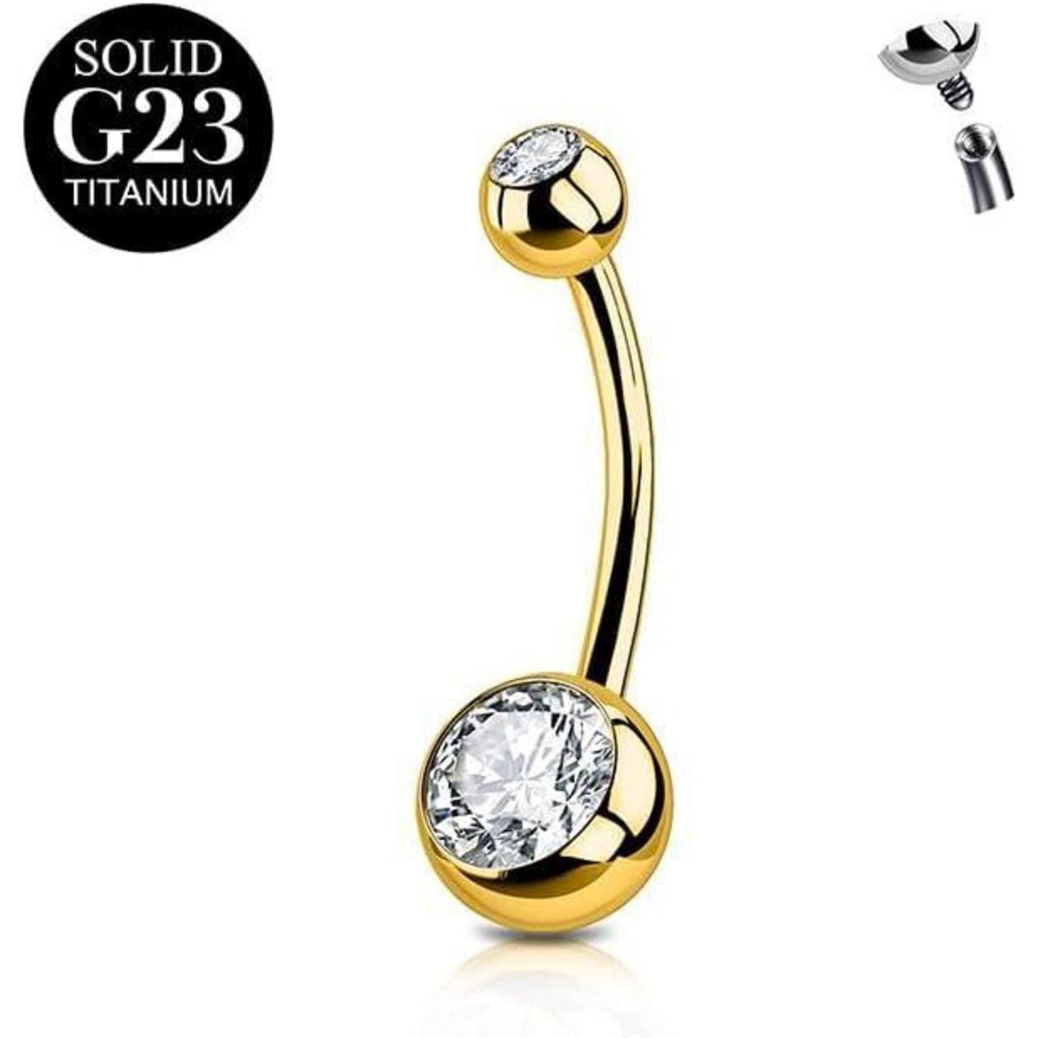 LuxusKollektion Bauchnabelpiercing Bauchnabelpiercing Titan Silber 14G 14mm B-14mm-Gold