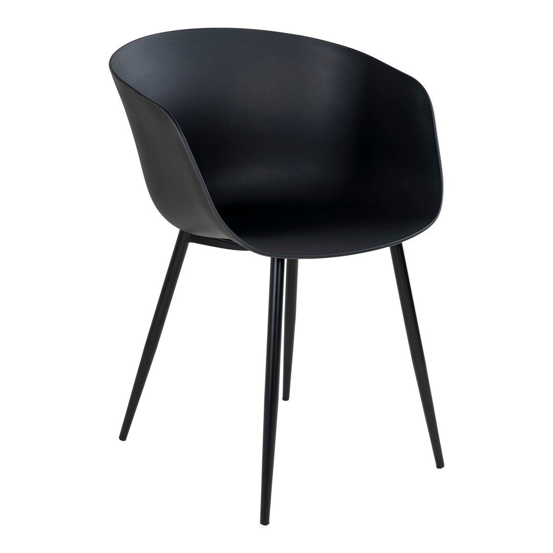 House Nordic Bücherregal Roda Dining Chair – Esszimmerstuhl, schwarz mit schwarzen Beinen