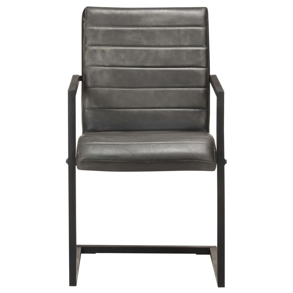 furnicato Esszimmerstuhl Freischwinger 51x56x91 cm in Grau und Schwarz (2 St), Gepolsterte Sitzgruppe im Retro-Look mit stabilem Eisengestell