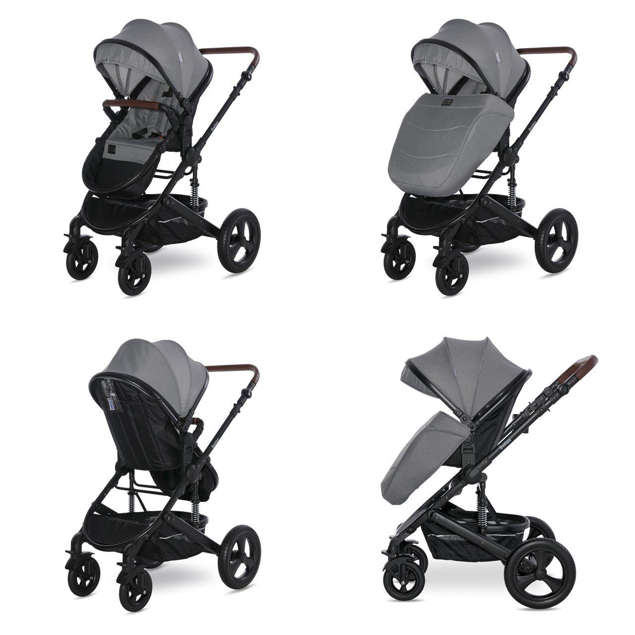 Kombi-Kinderwagen grau in Boston Sportsitz Mückennetz Lorelli Kombikinderwagen 1, kg 22 bis Babywanne 2