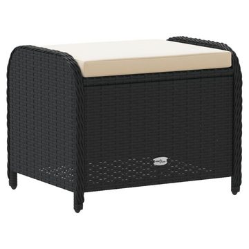 vidaXL Hocker Gartenhocker mit Kissen Schwarz 58x46x46 cm Poly Rattan (1 St)