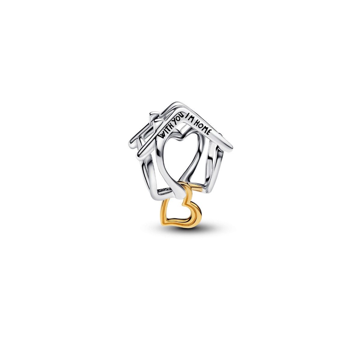 Pandora Charm-Einhänger Pandora Charm Haus mit Herz Sterling-Silber 14K Vergoldet 764145C00