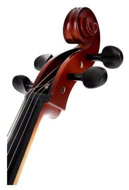 Classic Cantabile Cello Brioso Set - 3/4 Violoncello mit Boden & Zargen aus geflammtem Ahorn, Inkl. Trolley-Leichtkoffer, Kolofonium und Bogen