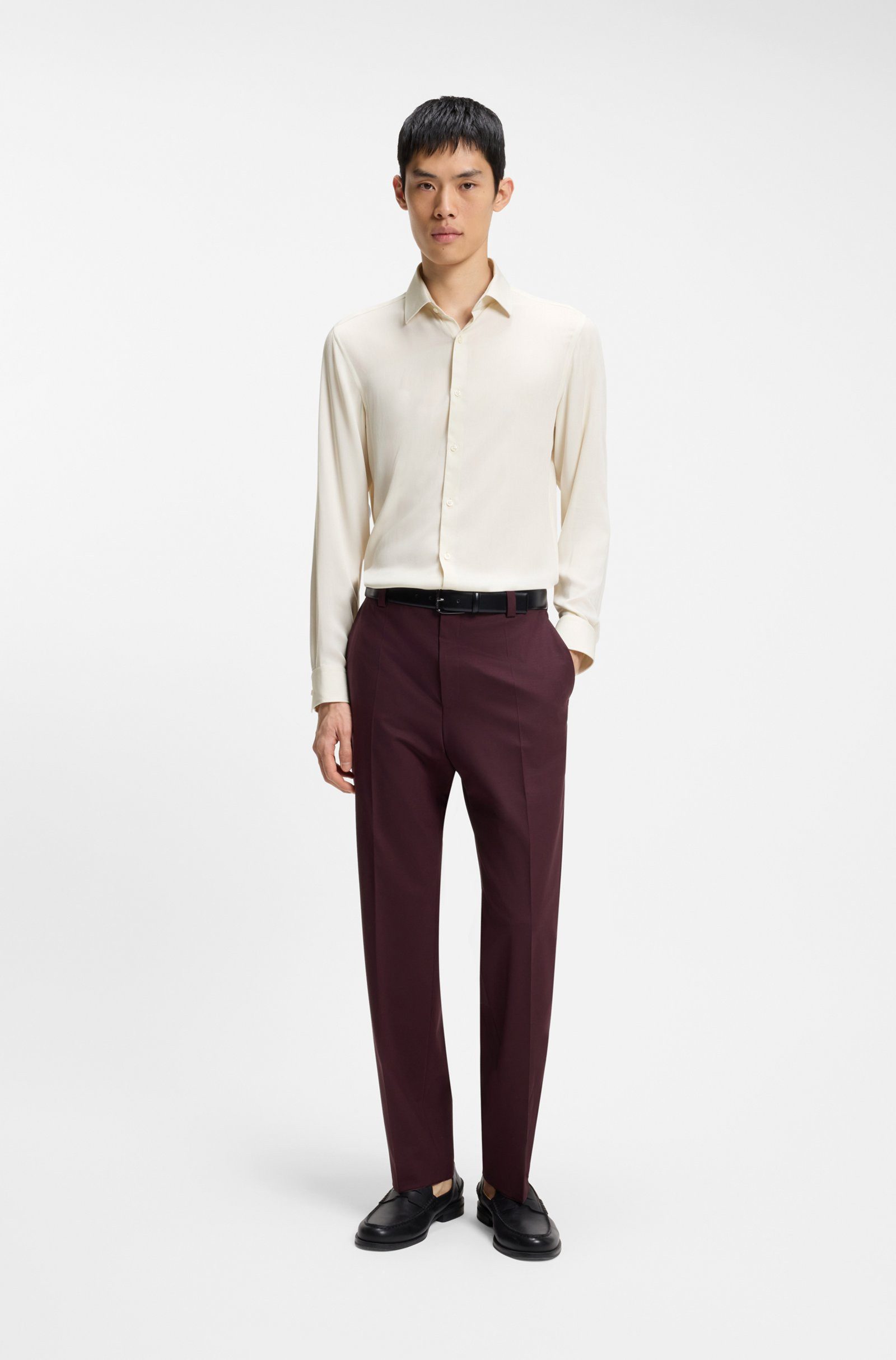 HUGO Businesshemd Kenno aus gewaschenem Satin (1-tlg)